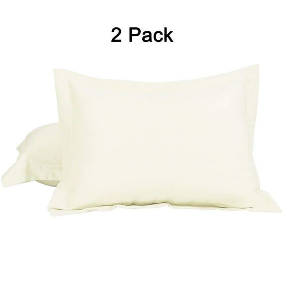 PiccoCasa 2 Pack 1800 Microfiber Oxford Pillowcases, Non-Standard Beige