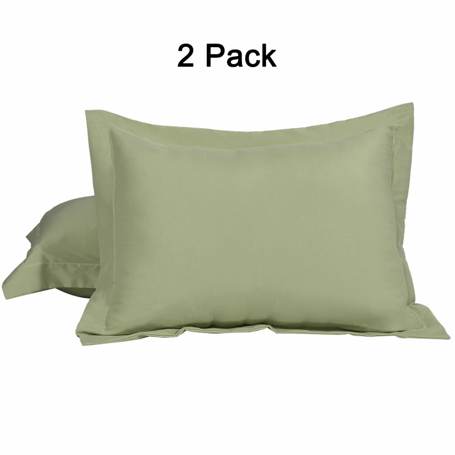 Sage Green Polyester Microfiber Queen Pillowcases Set of 2