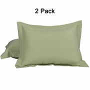 PiccoCasa 2 Pack 1800 Microfiber Oxford Pillowcases, Queen Sage Green