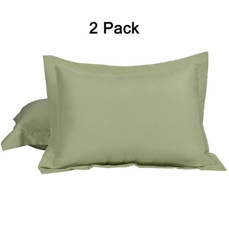 PiccoCasa 2 Pack 1800 Microfiber Oxford Pillowcases, Queen Sage Green