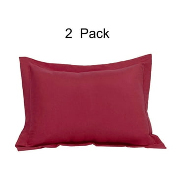 PiccoCasa 2 Pack 1800 Microfiber Oxford Pillowcases,  Queen Wine Red