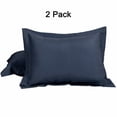 thumbnail image 1 of PiccoCasa 2 Pack 1800 Microfiber Oxford Pillowcases,  Standard Navy, 1 of 7