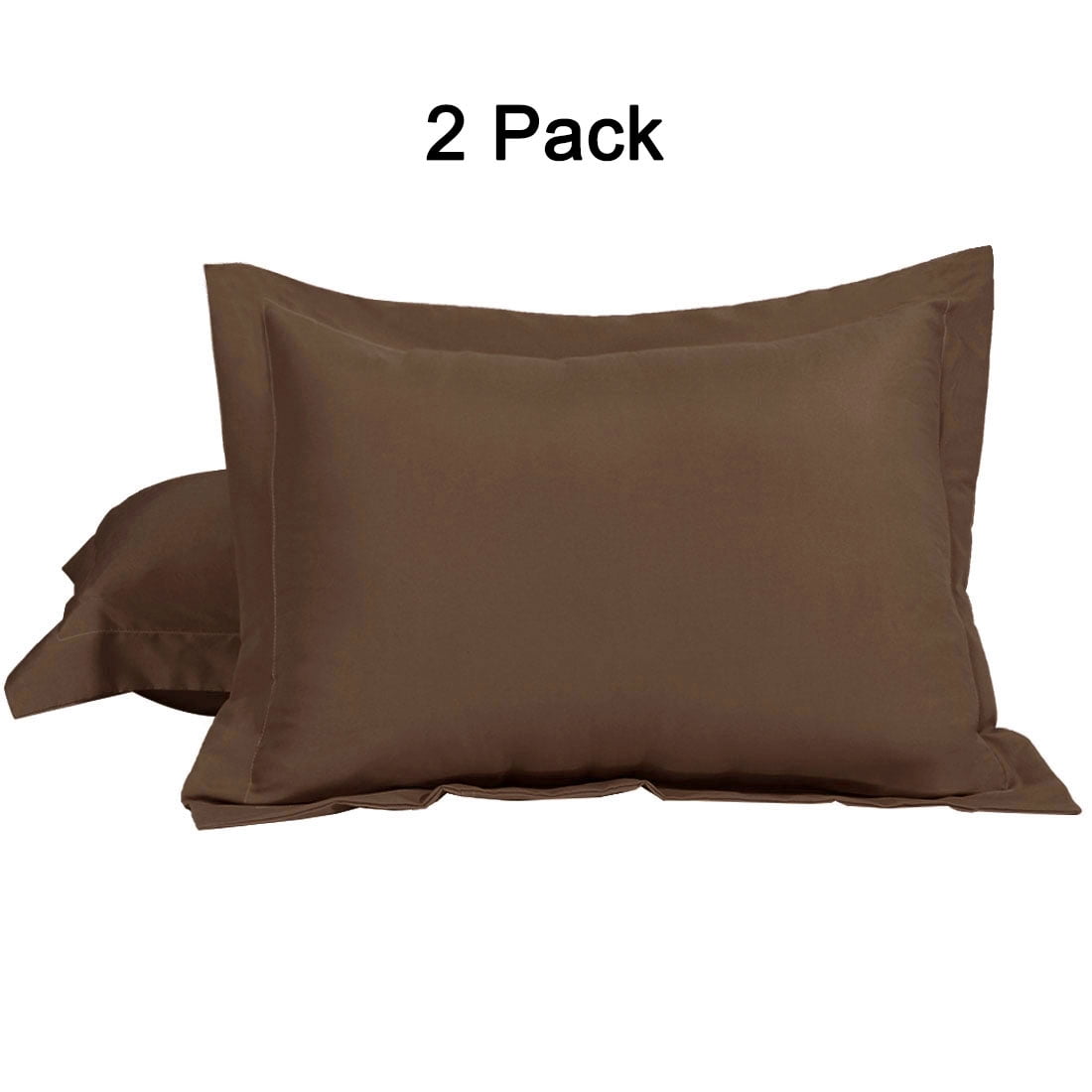 PiccoCasa 2 Pack 1800 Microfiber Pillow Shams, Brown Queen(20"x30