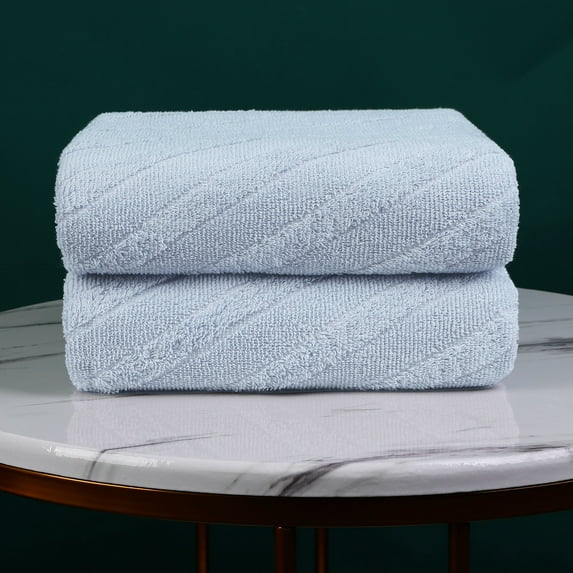 PiccoCasa 2 Pack Bath Towels Hotel & Spa Quality 100% Cotton Absorbent, Light Blue