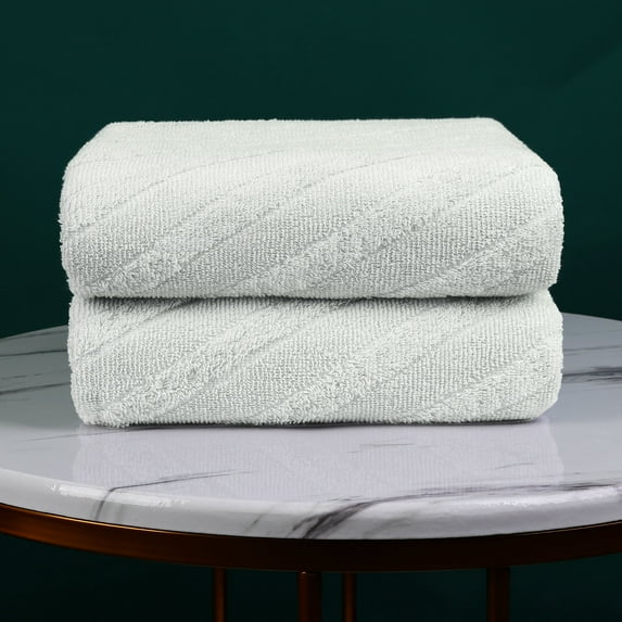 PiccoCasa 2 Pack Bath Towels Hotel & Spa Quality 100% Cotton Absorbent, Light Green