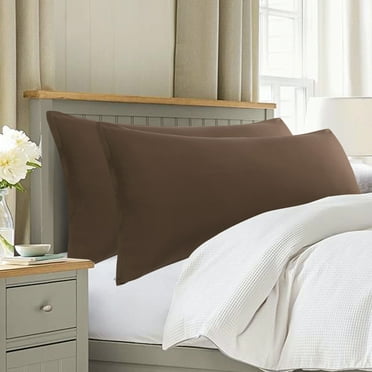 PiccoCasa 2 Pack Body Pillwcases 1800 Microfiber Zippered Long Pillowcase, Standard Brown