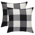 thumbnail image 1 of PiccoCasa 2 Pack Buffalo Check Plaid Throw Pillowcases 18"x18" Cotton Linen Cushion Covers 4#, 1 of 8