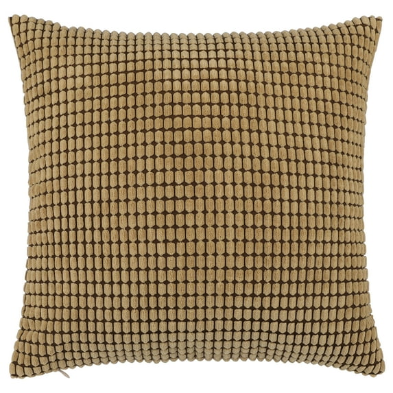 PiccoCasa 2 Pack Decorative Pillowcases Plaid Corduroy Cushion Covers, 18"x18", Pale Brown