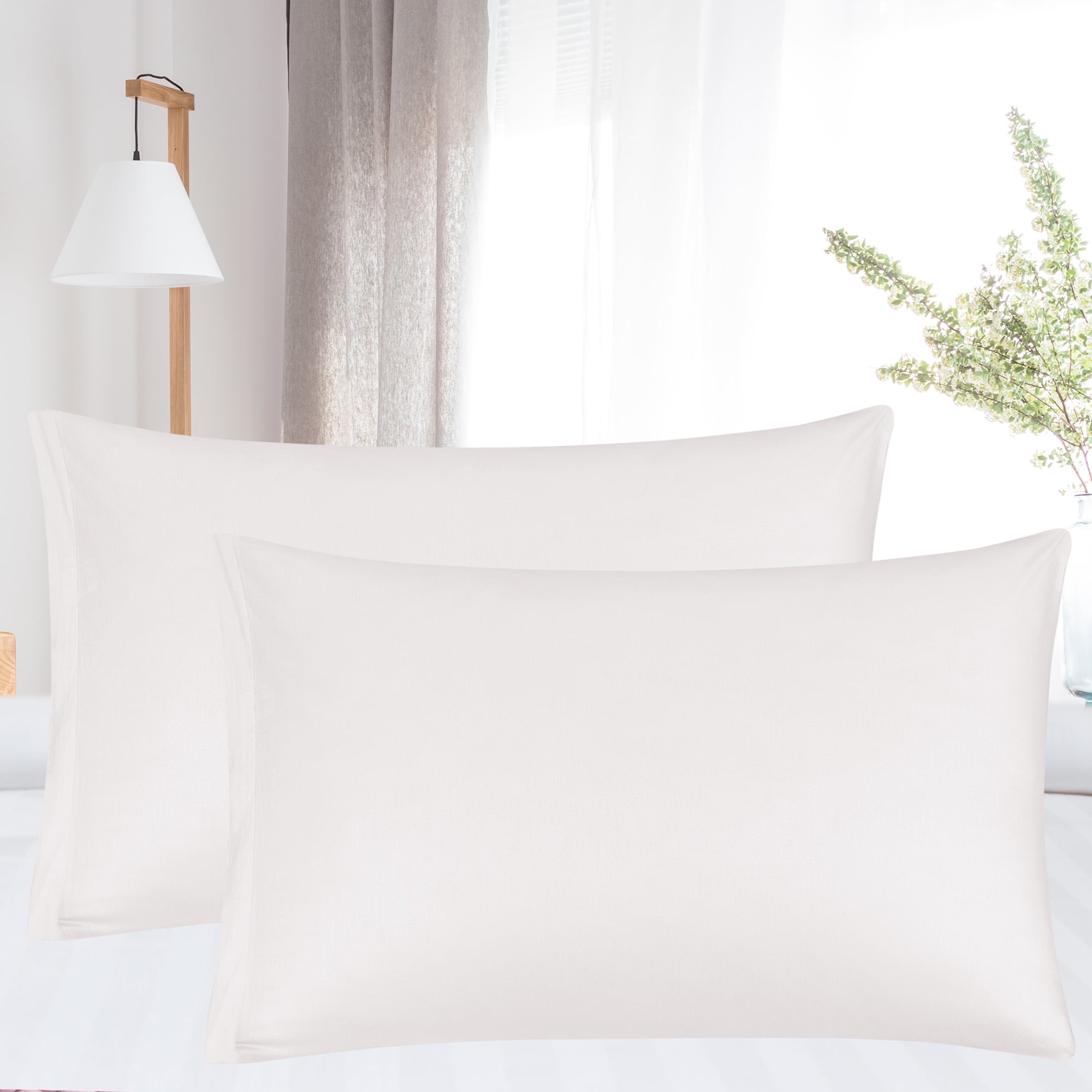 PiccoCasa 2 Pack Egyptian Cotton Pillowcases with Zipper Closure Light