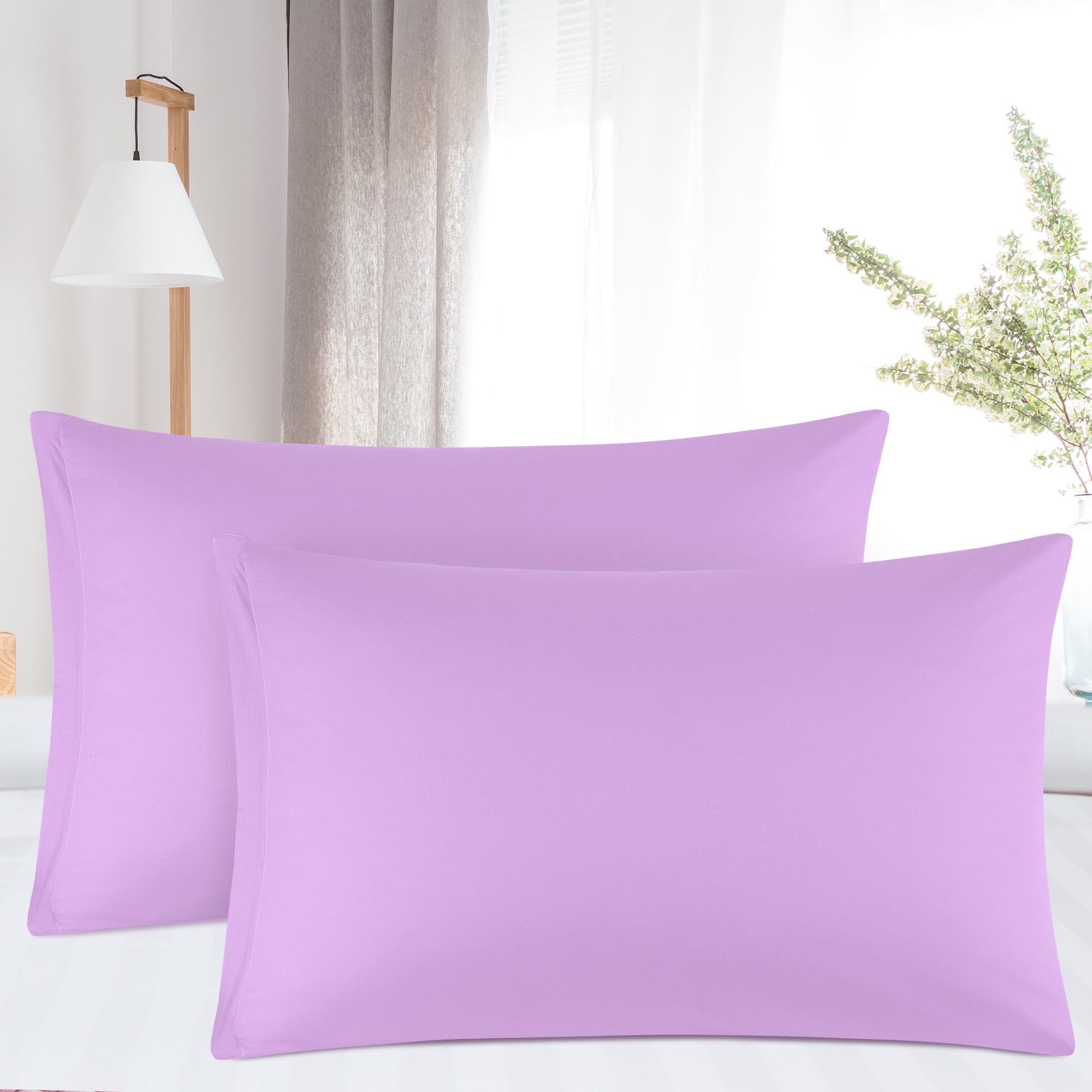 PiccoCasa 2 Pack Egyptian Cotton Pillowcases with Zipper Closure Light