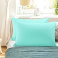 thumbnail image 1 of PiccoCasa 2 Pack Egyptian Cotton Pillowcases with Zipper Clourse Standard Cyan, 1 of 7