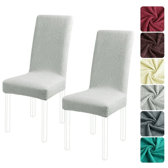 PiccoCasa 2 Pack Jacquard Stretch Armless Chair Covers for Dining Room Removable Seat Furniture Cover Light Gray