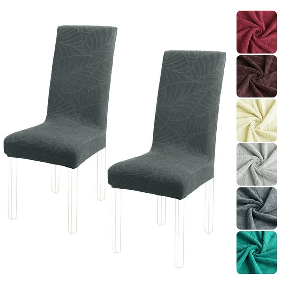 PiccoCasa 2 Pack Jacquard Stretch Armless Chair Covers for Dining Room Removable Seat Furniture Cover Slate Blue