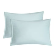 PiccoCasa 2 Pack King Pillowcases Soft 1800 Microfiber Pillowcases with Spa Blue Zipper Closure
