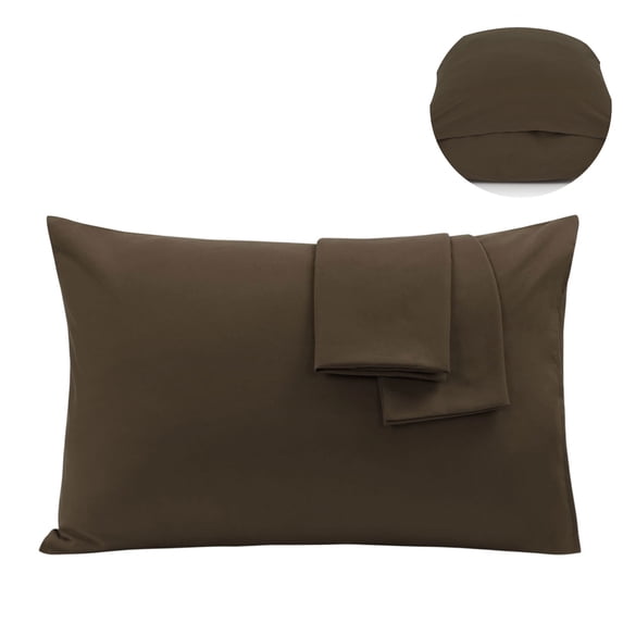 PiccoCasa 2 Pack Microfiber Pillowcases Soft Pillowcases with Envelope Closure, Standard Brown