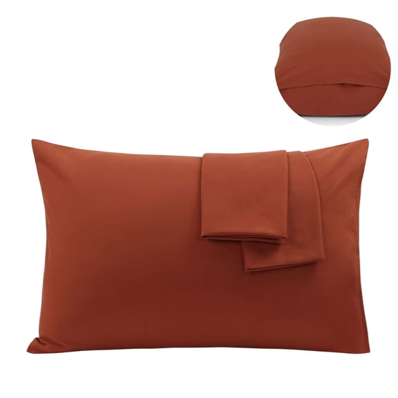 PiccoCasa 2 Pack Microfiber Pillowcases Soft Pillowcases with Envelope Closure, Standard Rust Red
