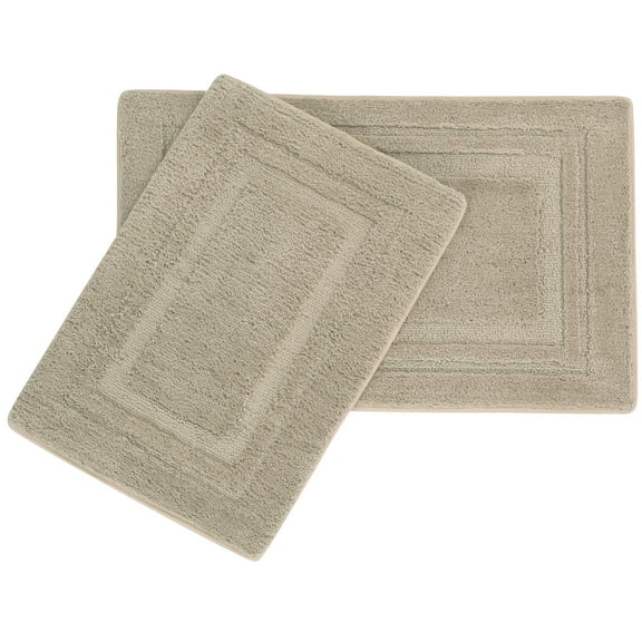 PiccoCasa 2 Pack Non-Slip Bath Rug Set for Home, 32"x20"+24"x16" Khaki