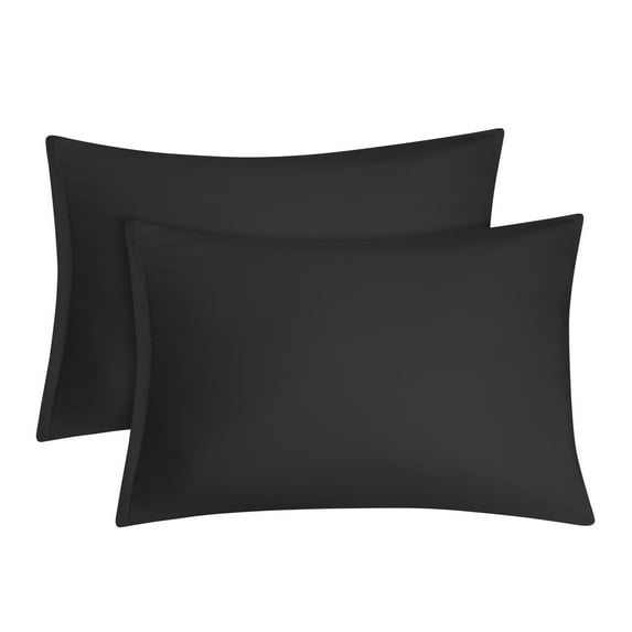 PiccoCasa 2 Pack Queen Pillowcases 1800 Microfiber, Black Zipper Closure