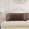 thumbnail image 1 of PiccoCasa 2 Pack Satin Body Long Pillowcases, Jumbo Brown, 1 of 8