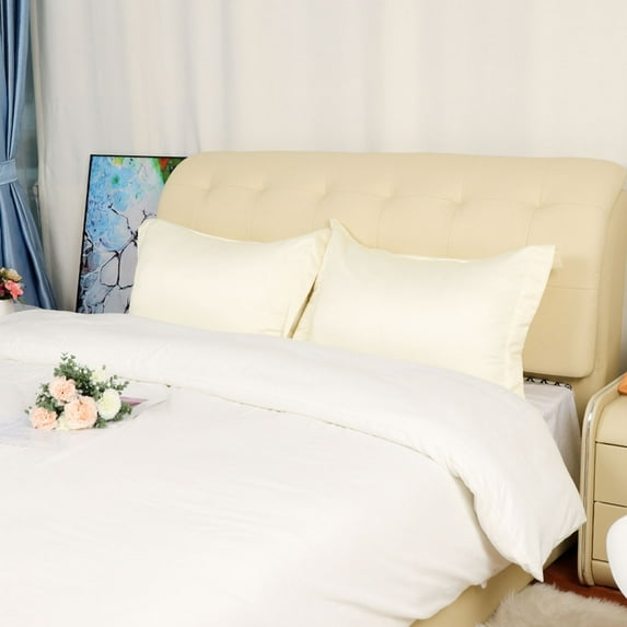 PiccoCasa 2 Pack Satin Pillow Shams with Envelope Closure, Cream European(26"x26")