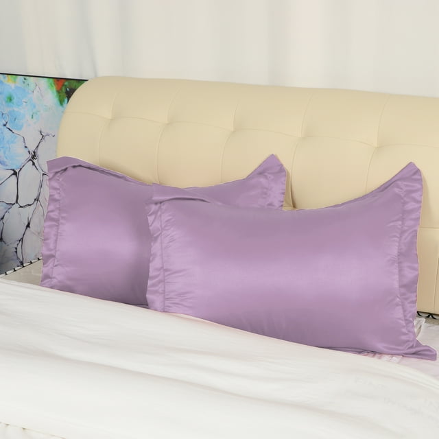 PiccoCasa 2 Pack Satin Pillowcases, Soft Pillow Shams, Mauve,European