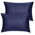 thumbnail image 1 of PiccoCasa 2 Pack Satin Pillowcases with Zipper King Size Pillow Cover, 21"x37", Navy, 1 of 7