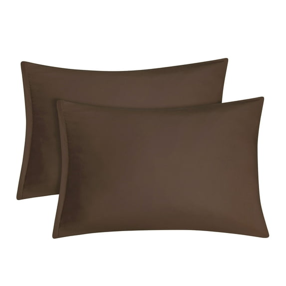 PiccoCasa 2 Pack Soft Microfiber Pillow Case, 14" x 20", Brown Zipper Closure