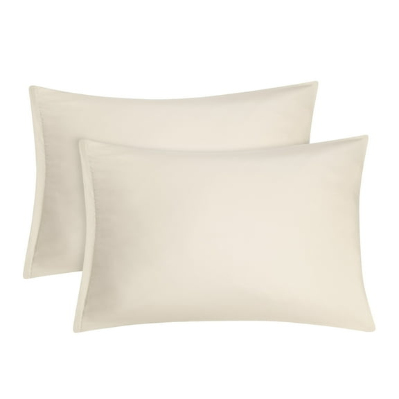 PiccoCasa 2 Pack Soft Microfiber Pillow Case, 14" x 20", Cream Zipper Closure
