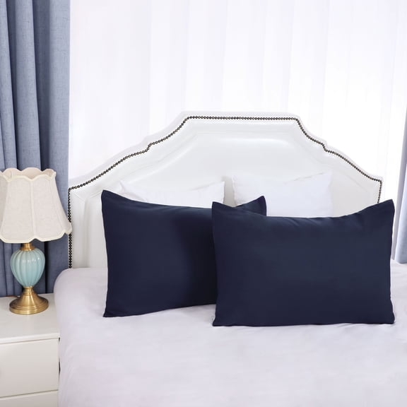 PiccoCasa 2 Pack Soft Microfiber Pillow Case, 14" x 20", Navy Envelope Closure