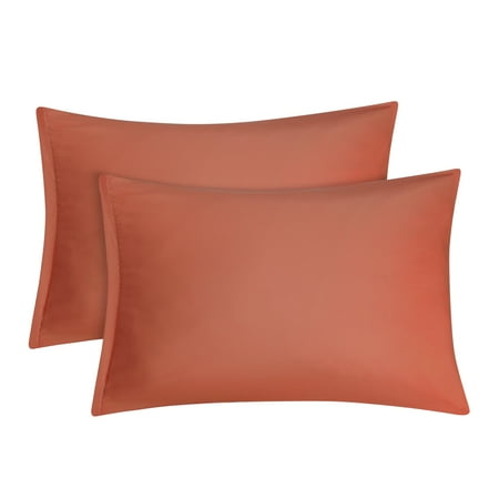 PiccoCasa 2 Pack Soft Microfiber Pillow Case, 14" x 20", Orange Zipper Closure