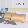 thumbnail image 1 of PiccoCasa 2 Pack Soft Silky Satin Envelope Pillowcases, Queen Caramel, 1 of 8