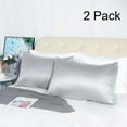 thumbnail image 1 of PiccoCasa 2 Pack Soft Silky Satin Envelope Pillowcases, Queen Light Gray, 1 of 8