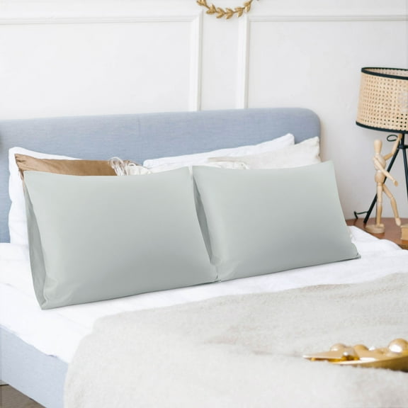 PiccoCasa 2 Packs Microfiber Pillowcases with Envelope Closure, Standard Light Grey