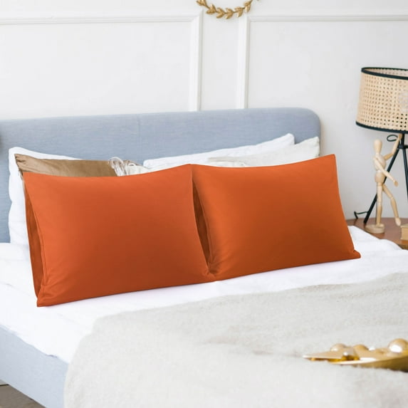 PiccoCasa 2 Packs Microfiber Pillowcases with Envelope Closure, Standard Rust Red