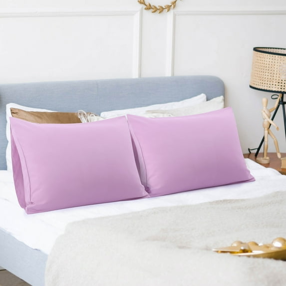 PiccoCasa 2 Packs Microfiber Pillowcases with Envelope Closure, Standard Violet
