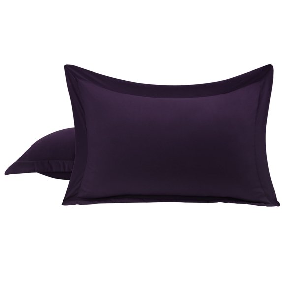 REGALWOVEN 2 Packs Pillowcases Soft 1800 Microfiber Pillow Shams with No Zipper, Queen Purple