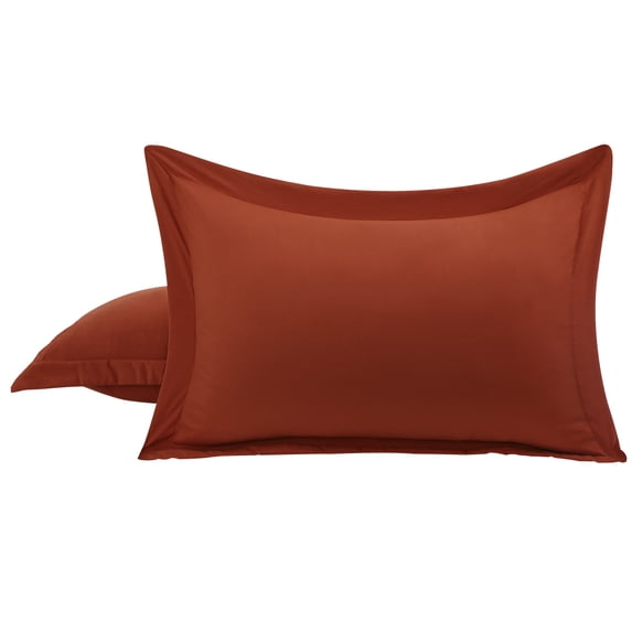 PiccoCasa 2 Packs Pillowcases Soft 1800 Microfiber Pillow Shams with No Zipper, Standard Rust