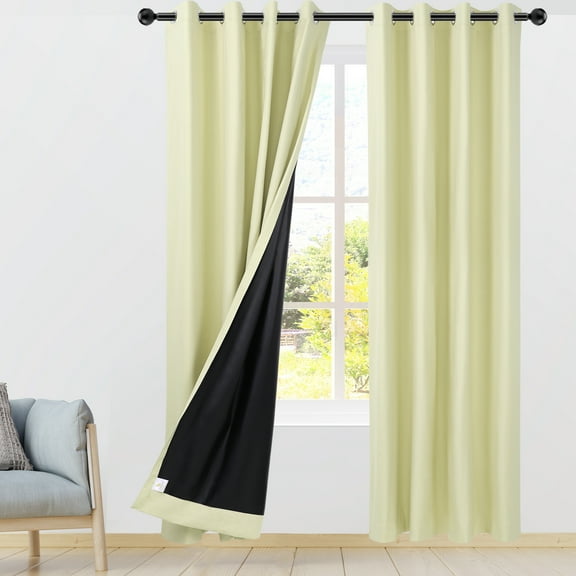 REGALWOVEN Blackout Curtains 2 Panels for Bedroom with Black Liner , Double Layer Grommet Thermal Insulated Living Room Curtain Beige 52"Wx84"L
