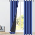 thumbnail image 1 of PiccoCasa 2 Panels Bedroom Waterproof 100% Blackout Curtains Dark Blue 52"x108", 1 of 7