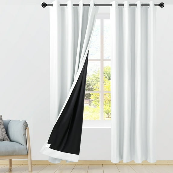 PiccoCasa 2 Panels Bedroom Waterproof 100% Blackout Curtains White 42"x84"