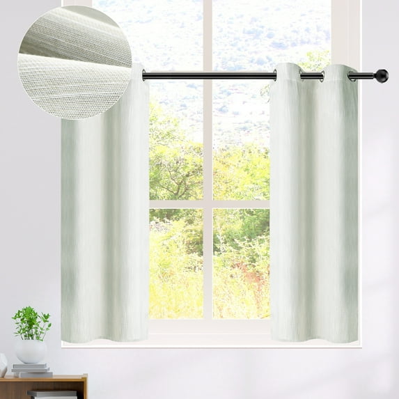 PiccoCasa 2 Panels Kitchen Linen Look Blackout Curtains Beige 29"x36"