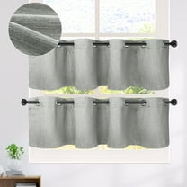 PiccoCasa 2 Panels Kitchen Linen Look Blackout Curtains Gray 52"x18"