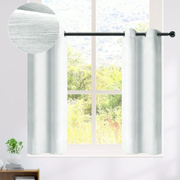 PiccoCasa 2 Panels Kitchen Linen Look Blackout Curtains Light Gray 29"x36"