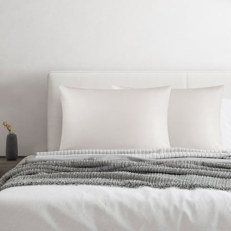 PiccoCasa 2 Pcs 100% Cotton Pillowcases Envelope Standard Isabelline