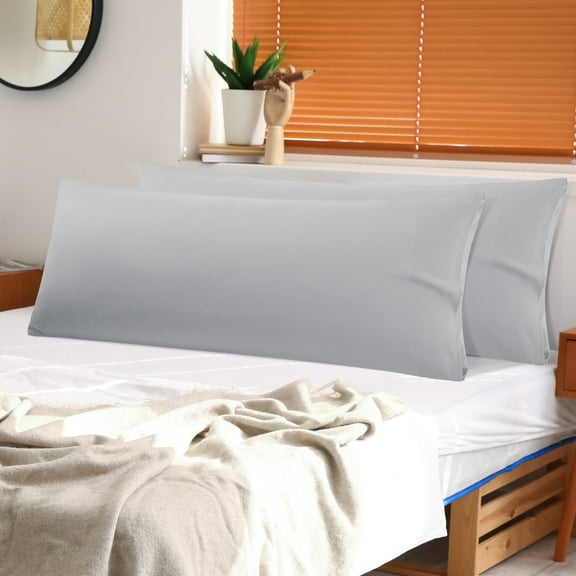 PiccoCasa 2 Pcs Body Pillowcases Microfiber Envelope Long Pillowcover, Queen Grey