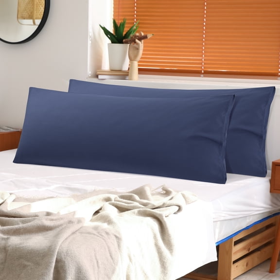PiccoCasa 2 Pcs Body Pillowcases Microfiber Envelope Long Pillowcover, Standard Navy