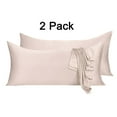 thumbnail image 1 of PiccoCasa 2 Pcs Body Pillowcases with Zipper Satin Long Pillowcover, Queen Light Tan, 1 of 8