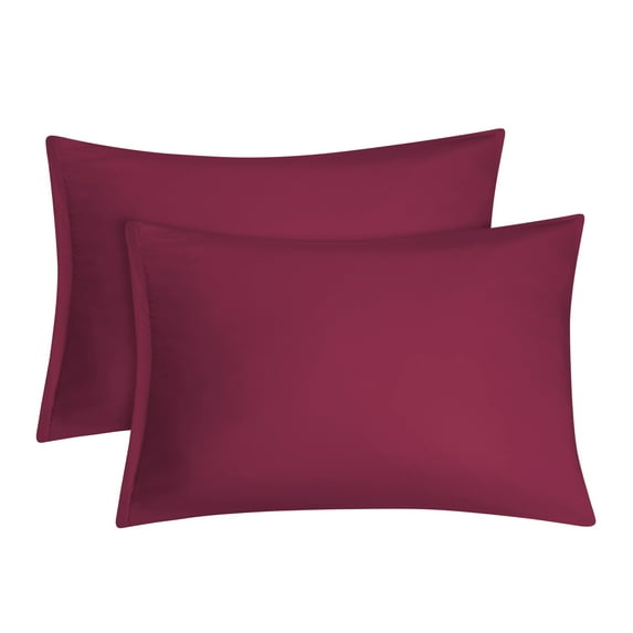 PiccoCasa 2 Pcs Microfiber Pillowcases, Burgundy Zipper Closure
