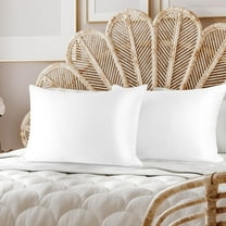 PiccoCasa 2 Pcs Satin Pillowcase Zippered Silky Sateen, King Snow White