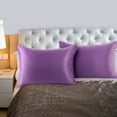 thumbnail image 1 of PiccoCasa 2 Pcs Satin Pillowcase Zippered Silky Sateen, Standard Purple, 1 of 7
